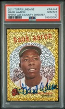 Hank Aaron 2011 Topps Lineage Auto /10 #RA-HA Gold Canary ON CARD POP 1 PSA 10