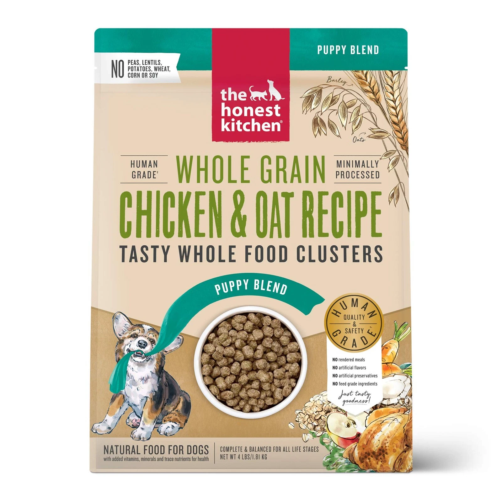 Whole Food Clusters Chicken Dry Dog Food Human Grade Puppy Nutrient Rich 4 Pound