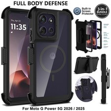For Moto G Power 5G 2026 2025 Case Magnetic Cover w/Belt Clip Holster Screen