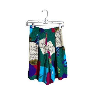 Vintage Boundary Waters Floral Newsprint Shorts 90s Boho Medium
