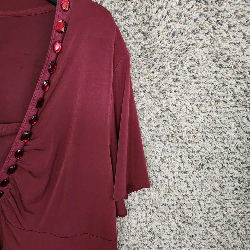 Top Lane Bryant para mujer Plus 18/20W púrpura adornado manga corta elástico Foto 2 de 4