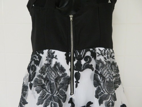 Crystal Doll 13 Juniors Illusion Embroidered Floral Short Dress Black White - Picture 8 of 12