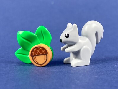 LEGO   Eichhörnchen Squirrel hellgrau Blatt Eichel Pflanze NEU! Tier Figur