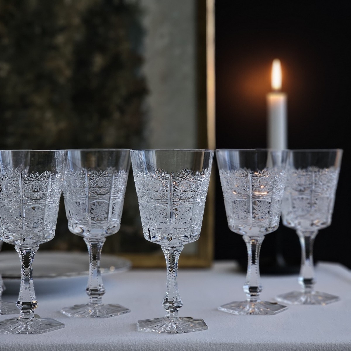 Bohemian Czech 6 oz Crystal Wine Glass 180 ml Hand Cut Queen Lace