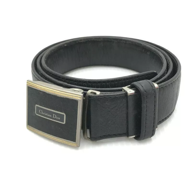 Ceinture homme Christian Dior logo cuir noir authentique
