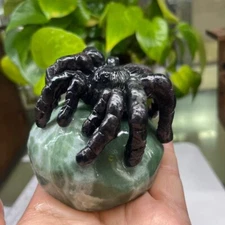 1pc Natural garnet quartz carved Spider skull gift crystal reiki Random