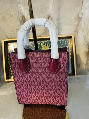 Michael Kors Mercer MK XS NS Shopper Xbody Crossbody Bag Handbag Mulberry Red