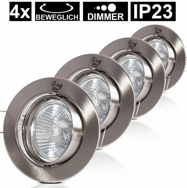 4X Einbauleuchten Einbaustrahler Set Schwenkbar Eisen GebüRstet Paulmann-image