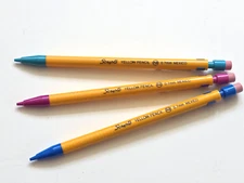 3 Vtg Scripto Yellow Mechanical Pencil Made in Mexico 1991 NOS Blue Teal Purple