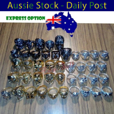 Rings Skull Ring Gold Black Silver Colours Sizes 6/7/8/9/10/11 1pcs