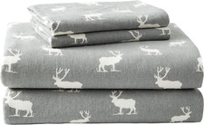 - Queen Sheet Set, Warm Breathable Cotton Flannel Bedding with Deep Pockets, Bru