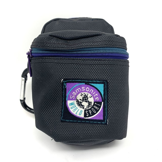 Vtg SAMSONITE WORLD SPORT Small Camera Bag Case Black Purple Retro