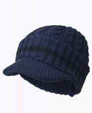 Ruphedy Mens Womens Beanie with Brim Winter Hat Knitted Thick Fleece Visor