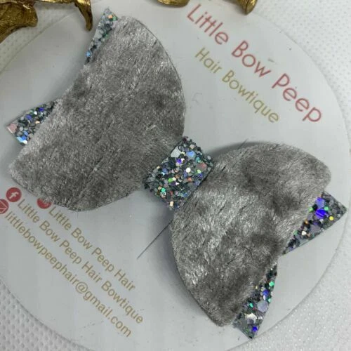 Silver Hair Bows for Girls