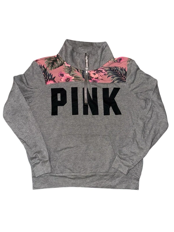 victoria-secret-vs half zip tropical dog logo hoodie