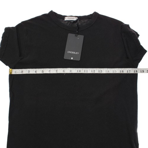 Crossley NWT Short Sleeve T-Shirt Size Small in Solid Black Cotton & Cashmere - Picture 4 of 9
