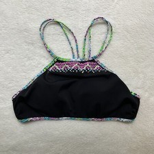 Victoria s Secret Bali High Neck Bikini Top Black Multi Foil Sequins Swim Small