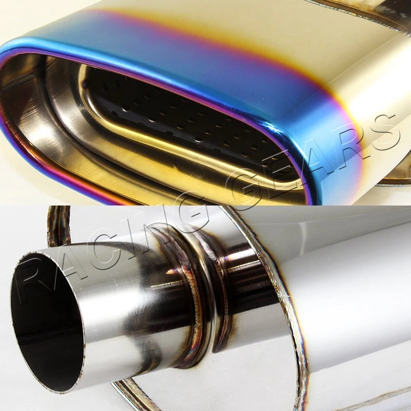 Silenciador de escape de acero inoxidable 5,5" Euro Ovalado Punta Quemada T-304 2,5" Entrada Universal 4 Foto 2 de 3