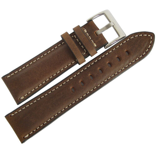20mm Mens Fluco Casablanca Brown Leather German Made Watch Band Strap - Afbeelding 1 van 3