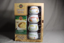 4 SOUP MUGS (Chicken, Tomato, Potato & Vegetable) With Recipe On Each Mug