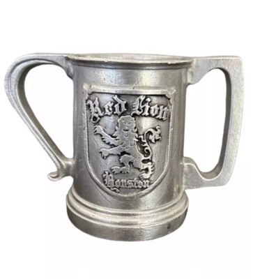 Vintage RWP Wilton Pewter Double Handle Beer Mug Red Lion Houston