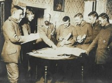 WW1 Photo Postcard German Soldiers Map Reading Tactical Planning Office 1917