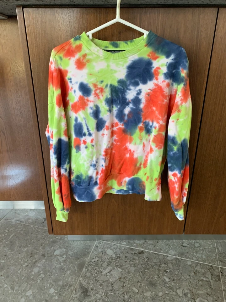 Central Park West Tie Dye Sudadera Manga Larga Sudadera Top Talla Pequeña Foto 2 de 4