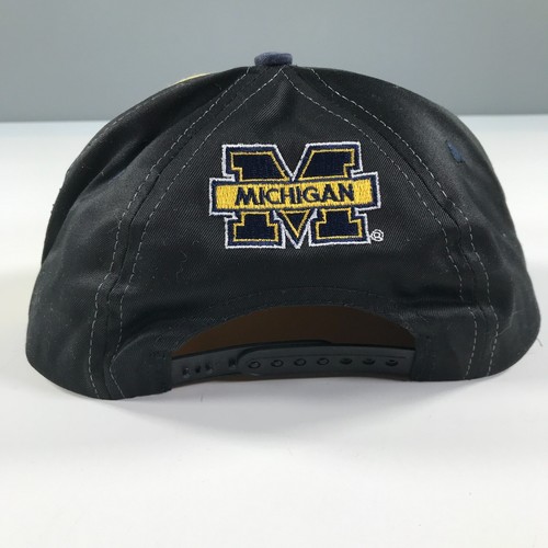 Vintage University of Michigan Snapback Hat Spellout Blue Black Maize Wolverines - Picture 5 of 9
