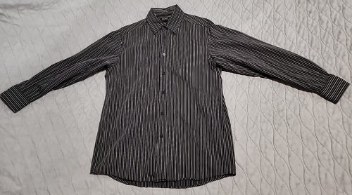 Axcess Black Long Sleeved Striped Dress Shirt, Size Medium (Pre-owned) - 第 1/6 張圖片