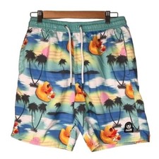 Neff Mens swim hot tub shorts swim trunks cool rubber duckies blue size small