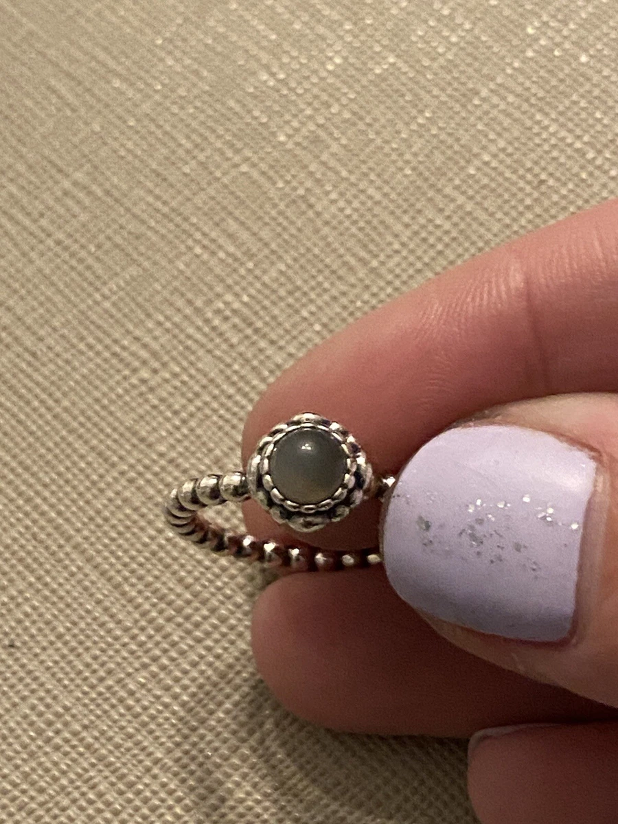 Genuine Pandora Silver June Grey Moonstone Birthstone Ring
