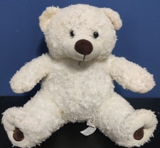 2001 The Bear Factory 12" White With Brown Teddy Bear Stuffed Plush Animal