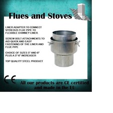 5" and 6" Flue Pipe To Flexible Flue Liner adaptor WITH BOLTS multifuel Stoves