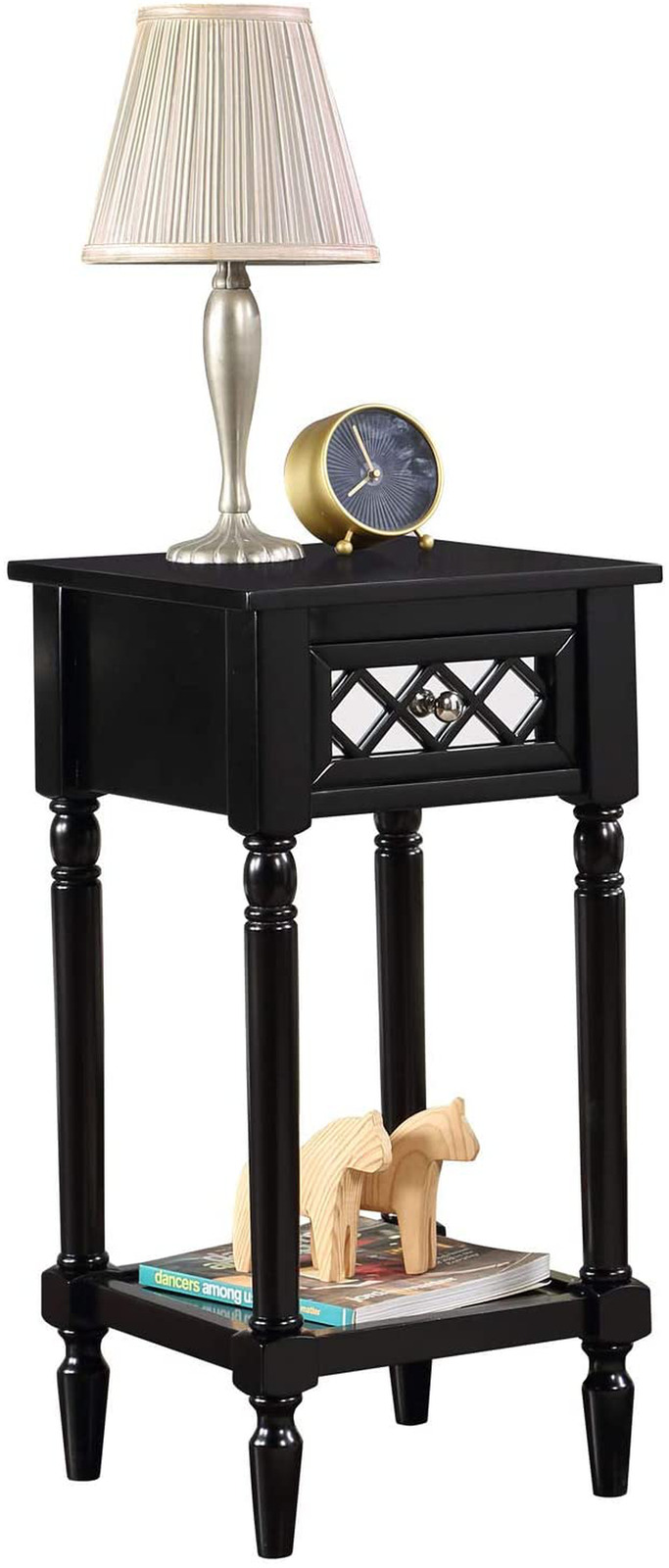 Black Narrow End Table Small Side Accent Bedside Chairside Storage 