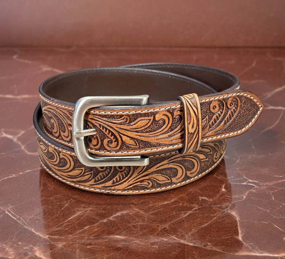 Adjustable Western Cowboy Leather Belt – 120cm main image 1