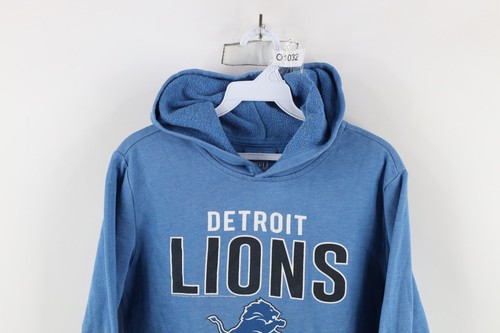 Y2K NFL Boys XL Distressed Spell Out Detroit Lions Football Hoodie Sweatshirt - Picture 2 of 12