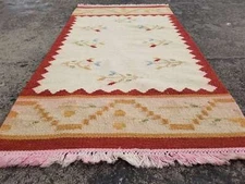 Vintage Traditional Handmade Scandinavian Wool Multicolor Kilim 134x72cm