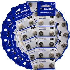 100 BlueDot AG12 386A LR43 SR43SW LR1142 301 SR43 RW84 Alkaline Watch Battery