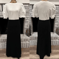 Vintage Y2K Tahari Black Maxi Skirt Formal Size 8 Made in the USA A-Line