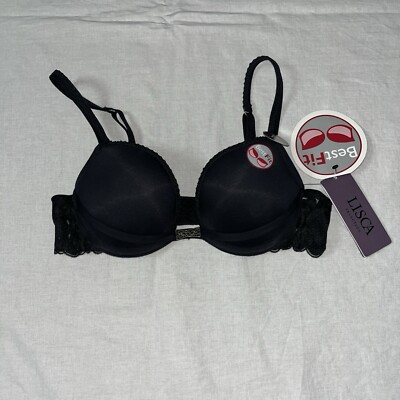 Lisca women's push up bra moon size 70B black UNT633