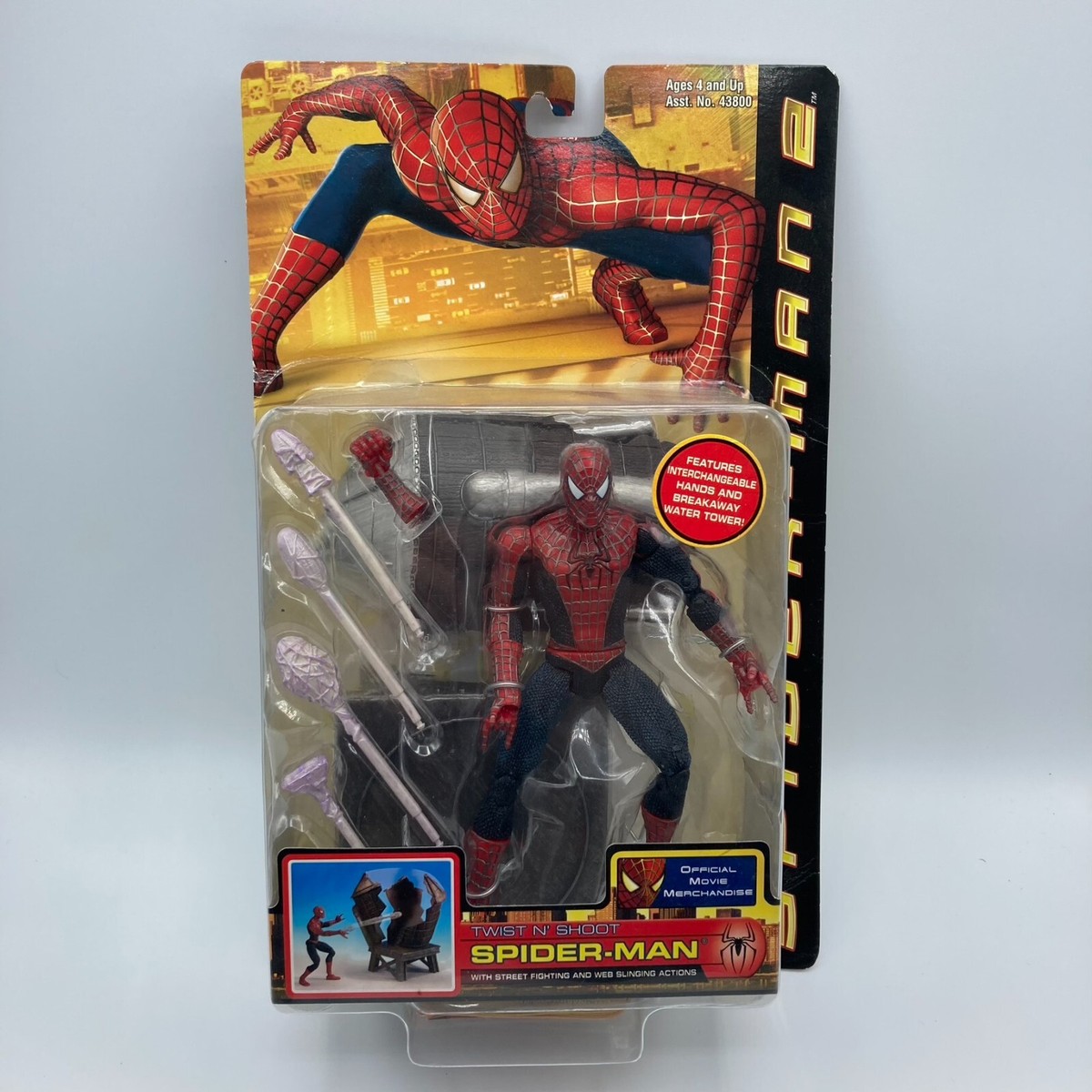 特撮 Spider-Man Spider-Man 2: The Movie Twist N' Shoot Spider-Man Action Figure with Street Fighting and Web Slinging Actions Spider-Man 2 Twist n' Shoot Action Figure 2004 Toy Biz Tobey