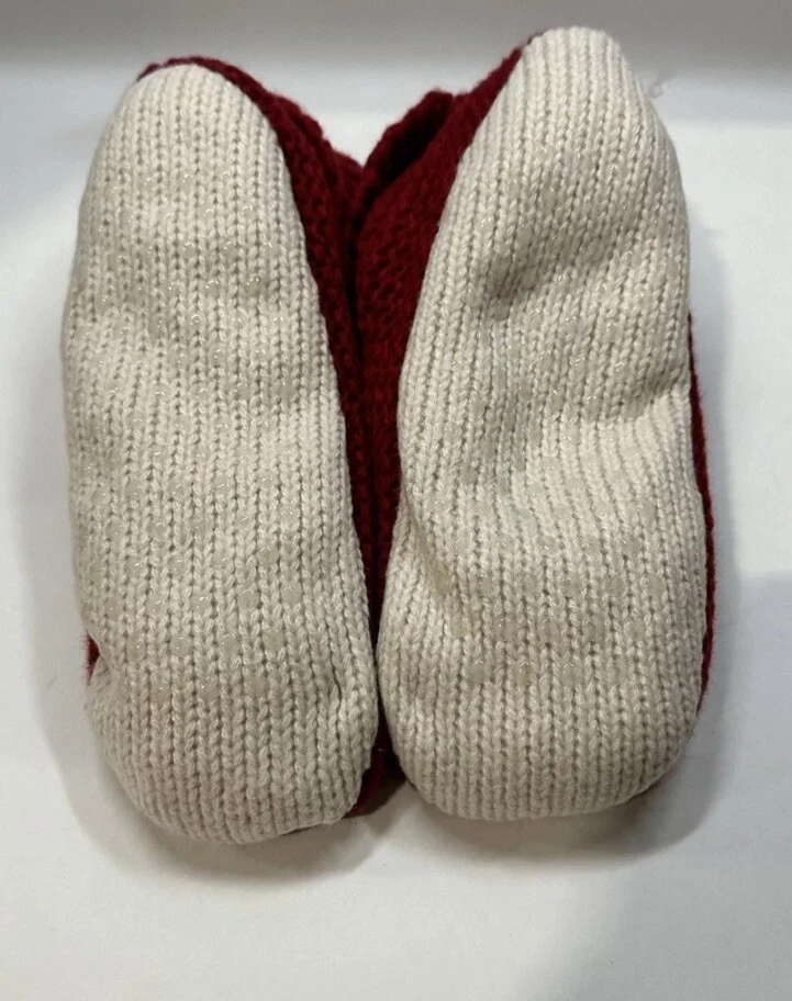 Botines forrados de piel de oveja sintética de punto jaspeado para mujer con pinzas estrellas por encima del rojo O/S Foto 4 de 4