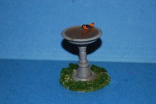 New Hand Decorated Bird Bath with Red Bird on Rim 