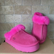 UGG DISQUETTE TAFFY PINK SUEDE FUR SLIDE PLATFORM SLIPPER SHOES SIZE 5 WOMEN