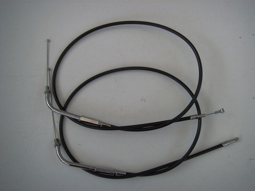 Verlängerte schwarze Gaszüge 38" lang passend für Harley-Davidson 1981 bis 1989