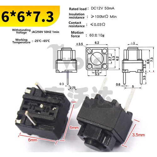 Tactile Push Button Switch, SMD/Through-Hole, Micro Momentary for PCB DIY - Picture 30 of 49