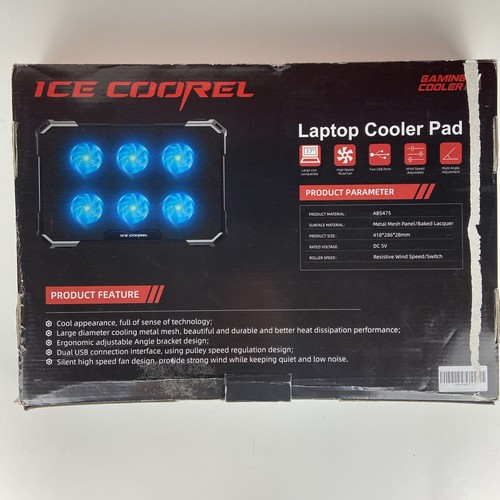 ICE COOREL Laptop Cooling Pad mit 6 Lüftern & Blaulichtern. K21 Notizbuch - Bild 3 von 3