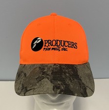 Producers Rice Mill Orange And Camo Baseball Hat Embroidered Logo Cap