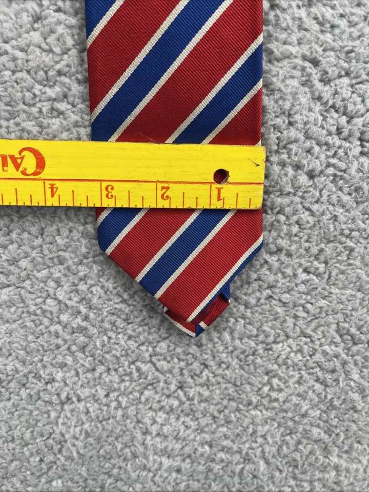 Corbata a rayas Harrods of London Silk Repp blanca azul roja a rayas Brompton Club Foto 4 de 4