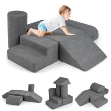 6 Pcs Toddler Climbing Blocks with Handles Chenille Fabric Cover Corner Play Gym